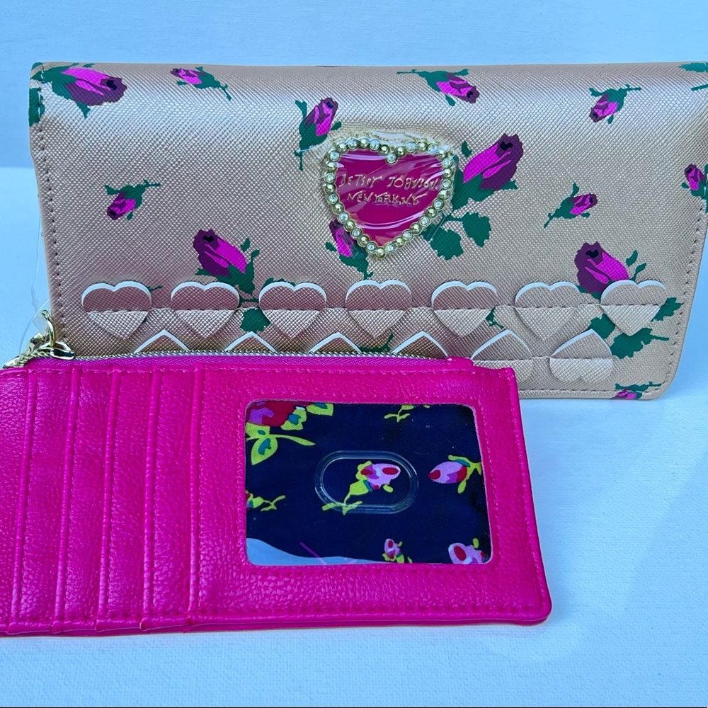 Betsey Johnson Rose Gold Wallet Hearts and Roses